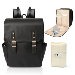 Miss Fong leather diaper bag backpack front compartment for quick essentials access
