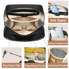 Miss Fong leather diaper bag backpack stroller attachment for hands-free outings
