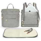 Miss Fong Moon Shaped Diaper Bag opens wide for easy access to essentials.