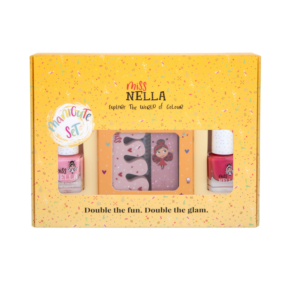 Miss Nella pink manicure kit for kids, ideal for safe DIY nail fun.