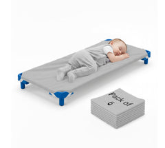 Mississippi Cotton pack6 cot sheet 22x40 light grey with secure corner elastic fit.