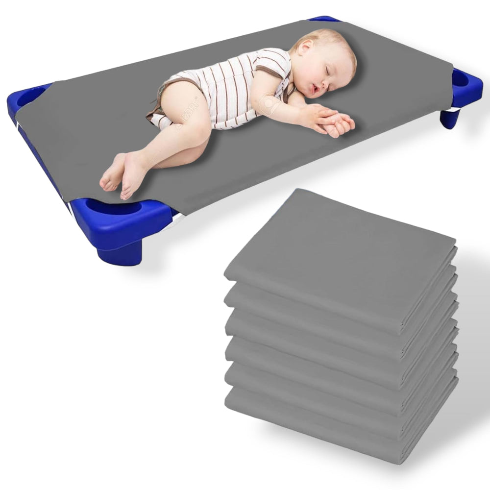 Mississippi Cotton pack six cot sheets for daycare cots provides clean, comfortable sleep surfaces.