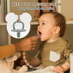 MISSLILI pacifier clip with easy loop attachment for secure clothing clipping
