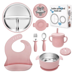 MISSLILI stainless steel plate with suction base keeps meals in place for less mess