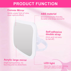 MissMeeca mirror shows soft LED surround light for gentle night checks.