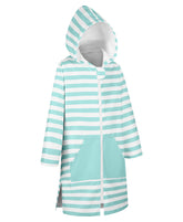 MissShorthair hooded towel poncho light green front view for quick-drying after swimming