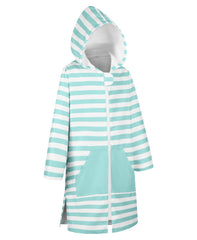 MissShorthair hooded towel poncho light green front view for quick-drying after swimming