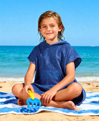 MissShorthair microfiber towel poncho keeps kids cozy and dry by the pool
