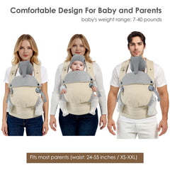 MISSWISDOM baby carrier back-cross setup balances weight for easier lifting.