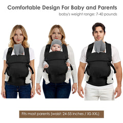 MISSWISDOM baby carrier demonstrates ergonomic hip support for healthy positioning.