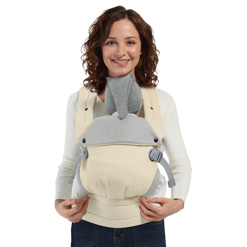 MISSWISDOM baby carrier shoulder-strap design offers comfortable, all-day wear.