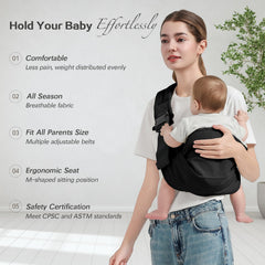 MISSWISDOM baby sling adjustable-shoulder-strap view enables easy position changes