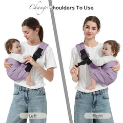 MISSWISDOM baby sling carrier demonstrates newborn to toddler range for growing use.