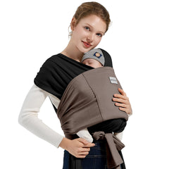 MISSWISDOM baby wrap carrier with ergonomic M-shape supports hip-friendly fit.
