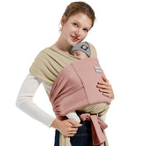 MISSWISDOM Baby Wraps Carrier in soft beige-pink knit fabric for cozy, ergonomic wear