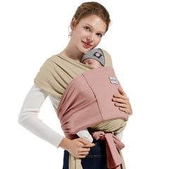 MISSWISDOM Baby Wraps Carrier in soft beige-pink knit fabric for cozy, ergonomic wear