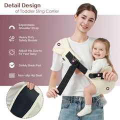 MISSWISDOM Toddler Sling features a non-slip hip-seat for secure seating.