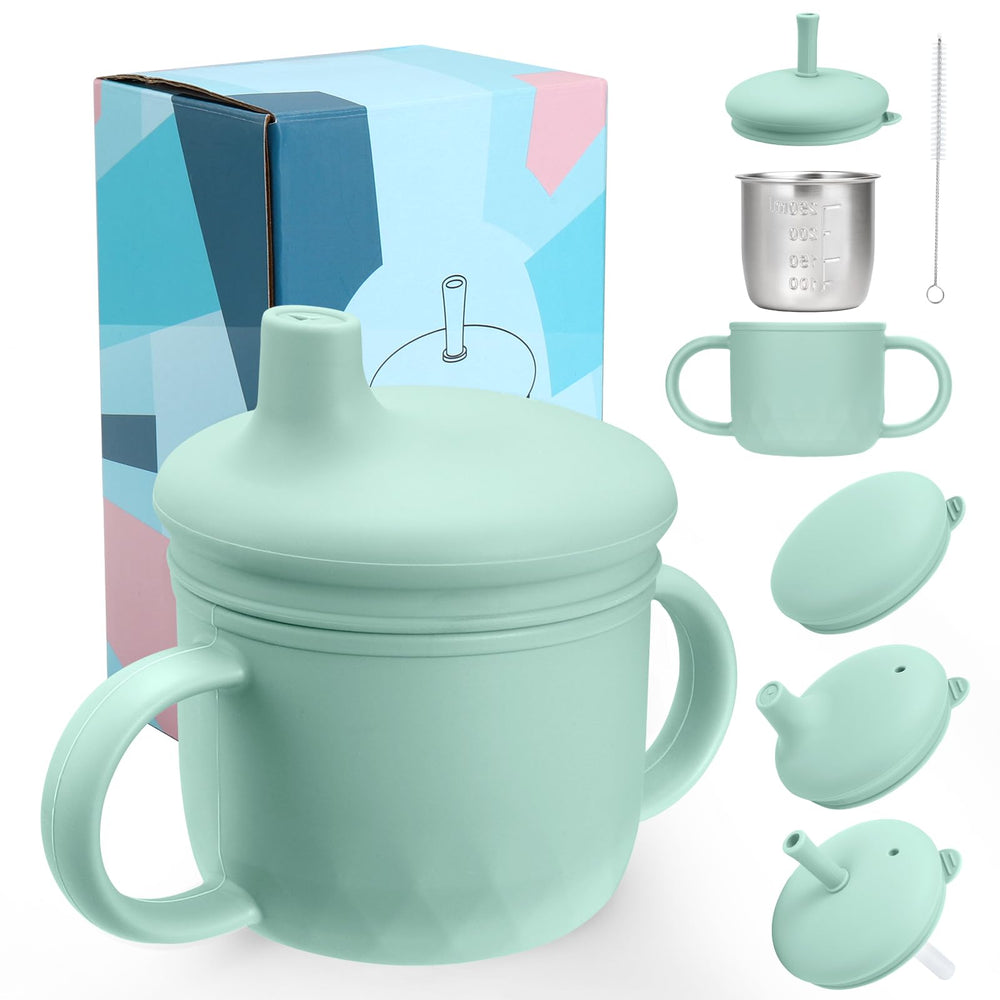 Mity Rain 3-in-1 sippy cup with travel lid for on-the-go hydration.