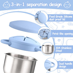 Mity rain dual-handles provide easy grip for little hands during snacking.