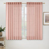MIULEE Blush Pink Linen Curtains front view showing soft color and fabric texture.