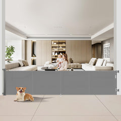 Miumoon retractable gate in a 200-inch wide opening for safe doorway access