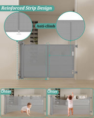 Miumoon retractable gate soft mesh close-up highlights gentle material for child play.