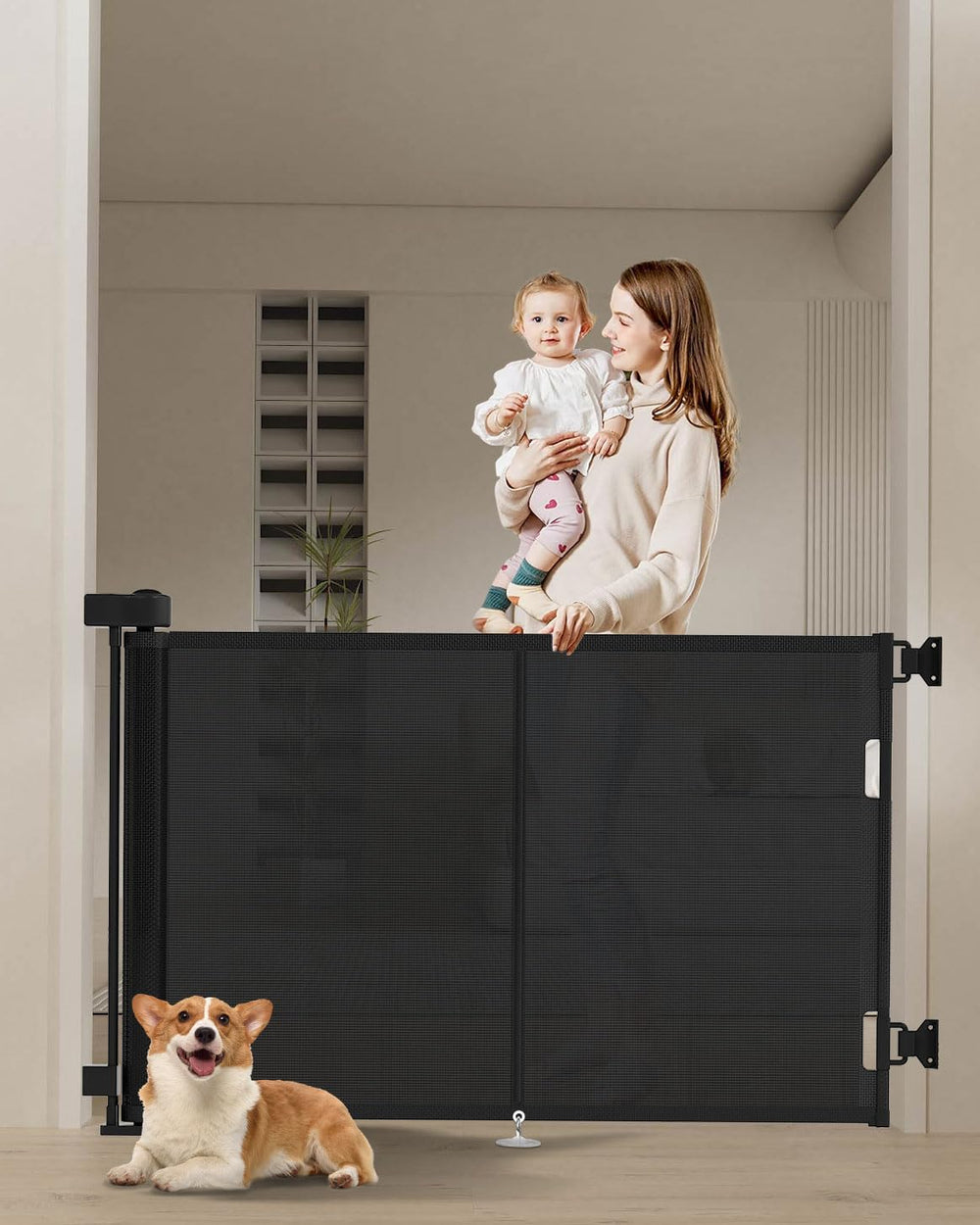 Miumoon retractable gate top view shows sturdy stairs control