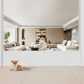 Miumoon retractable gate installed in a doorway, showcasing wide passage for kids and pets