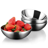 Miusco stainless steel kids bowls in 4-pack, rust-resistant and easy to clean.