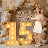 Mixifox 3ft marquee number 15 front view for bold milestone decor