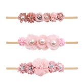 mligril baby girl nylon headband with flower bows, soft and stretchy for newborns