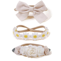 mligril baby headband flower style 01: soft nylon band gentle on baby's skin for everyday wear