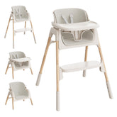 Mloong 4in1 beige high chair adapts as your child grows from infant to toddler.