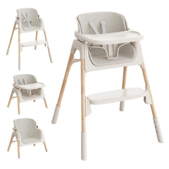 Mloong 4in1 beige high chair adapts as your child grows from infant to toddler.