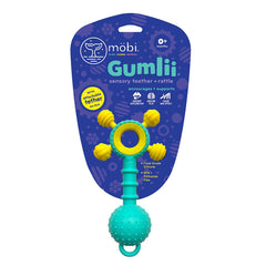 Mobi Gumlii sensory teether with textured nubs for soothing gums.