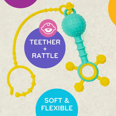 Mobi Gumlii teether featuring a tether-ring for travel attachment.