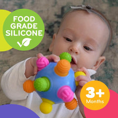 Mobi Woblii sensory ball texture closeup highlighting squeeze-friendly design