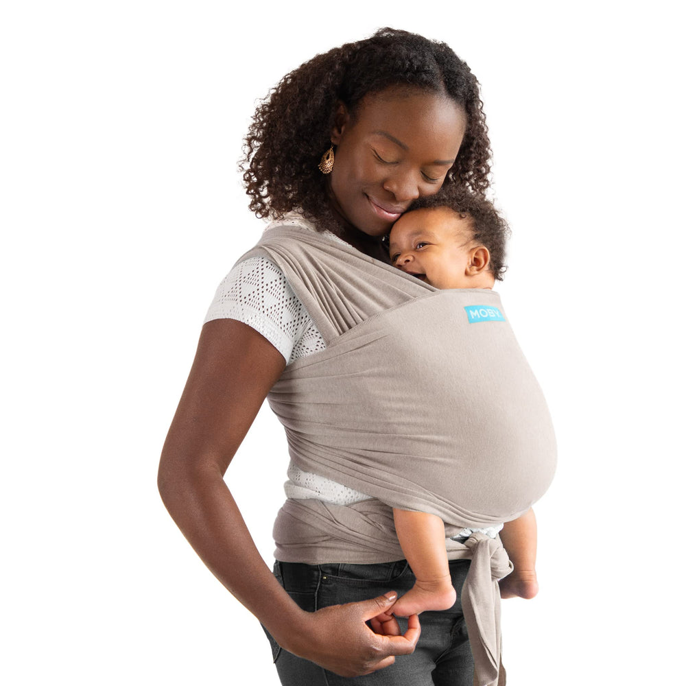 Moby Element wrap closeup shows soft fabric for gentle newborn support.