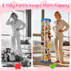 Mocuba tall clear bucket for plush toys provides quick content identification at a glance.