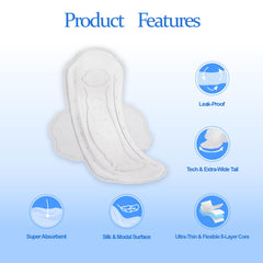 MODAL pad with adhesive wings demonstrates a secure fit.