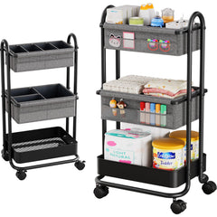 Modanais baby diaper caddy on wheels with 3 tiers for easy access.