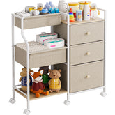 Modanais baby organizer 3-tier cart – side view for mobile nursery storage efficiency.