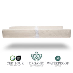 Modera waterproof foam mattress keeps baby dry and messes manageable