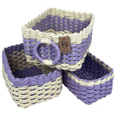 Modern Granny CALM color blocks basket on shelf for tidy storage