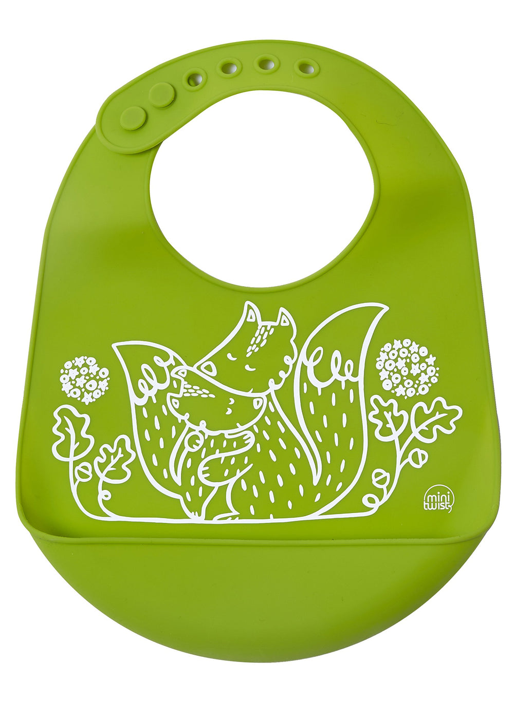 Modern-Twist Bucket Bib waterproof 8x10 with pocket keeps spills off baby clothes.