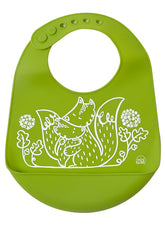 Modern-Twist Bucket Bib waterproof 8x10 with pocket keeps spills off baby clothes.