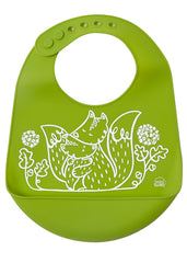 Modern-Twist Bucket Bib waterproof 8x10 with pocket keeps spills off baby clothes.