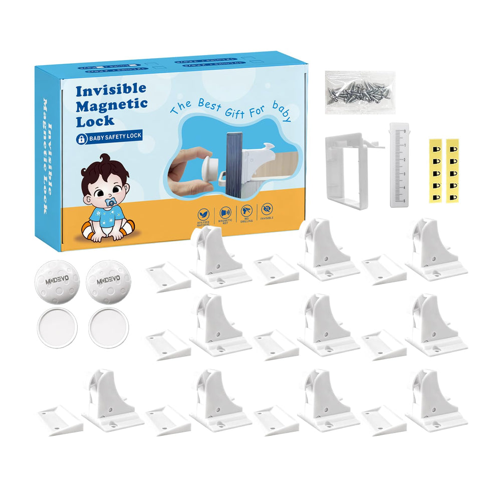 MODEVO magnetic cabinet locks keep kids out while preserving interior style.