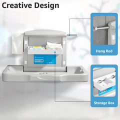 Modunful changing station open for convenient diaper changes with smooth surface.
