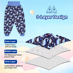 MOEMOE BABY nighttime diaper shorts with TPU waterproof layer for dry sheets.